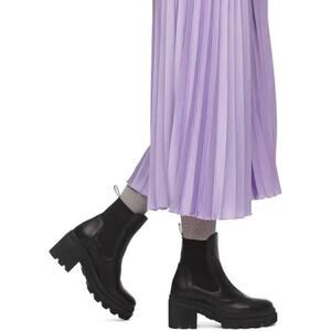 New Voile Blanche Loden Heeled Ankle Boot in Black Leather Women's Size EU 38